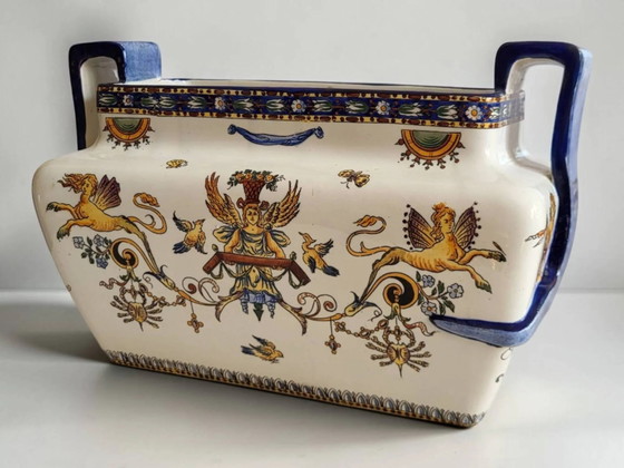 Jardinera de loza Gien del siglo XIX – Macetas, Porcelain (photo 3 of 11)