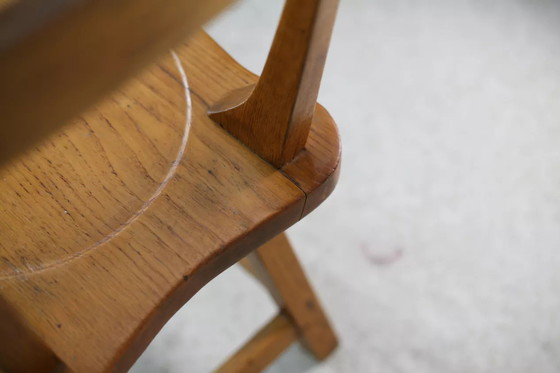 Image 1 of 2x Brutalistische Hocker mit Rückenlehne aus Holz