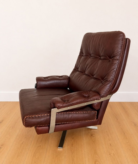 Vintage Retro Arne Norell Lounge Chairs & Stools in Burgandy Leather – Armchairs (photo 10 of 13)