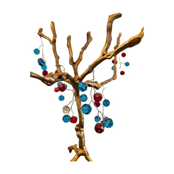 Image 1 of Scultura di albero in ottone fatta a mano – Design ornato a 5 gambe | Decorazione egiziana vintage – 32 cm