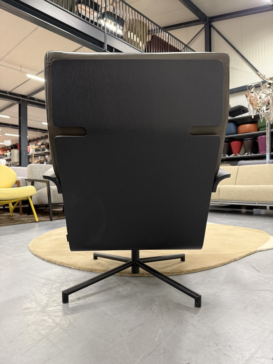 Image 1 of Harvink De Kaap Fauteuil pivotant avec pouf Cuir de luxe