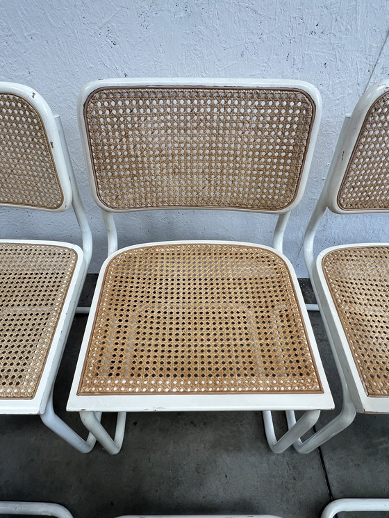 Image 1 of Six Vintage Cesca Design Chairs, White Finish, 1980's