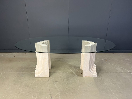 Image 1 of Table à manger vintage en travertin de style Carlo Scarpa, années 1970