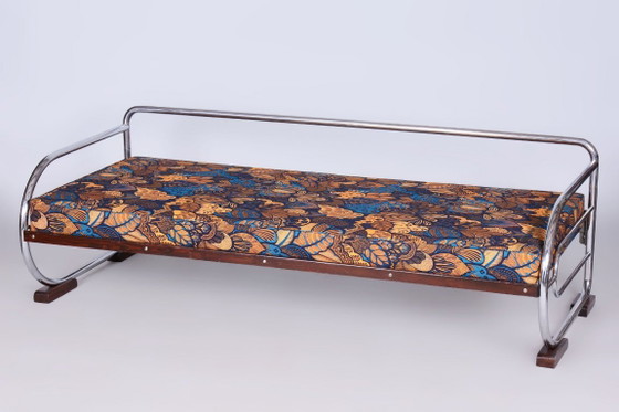 Sofá Bauhaus restaurado, de Robert Slezak, madera de haya, República Checa, década de 1930. – Metal, Textile (photo 17 of 23)