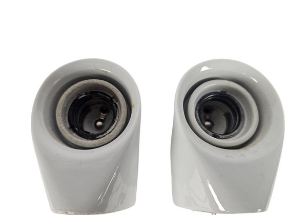 Image 1 of Bauhaus - Willem Wagenfeld - porselein - 2 x trekpendel wandlampjes - 50's 