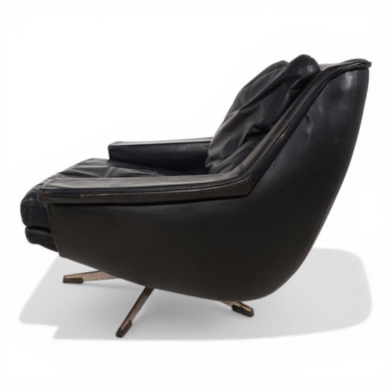 Image 1 of ESA 802 Black Leather Lounge Chair by Werner Langenfeld, 1970