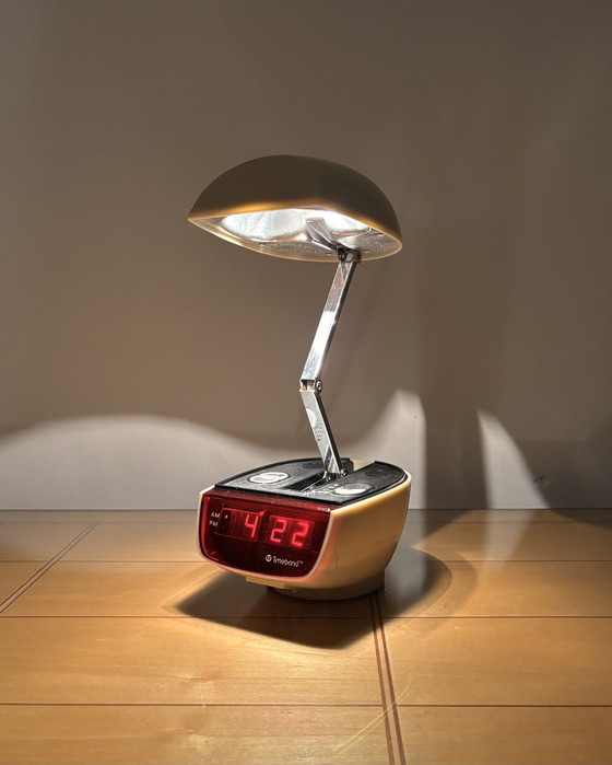 Image 1 of Lamp Table + Clock Timeband C-590 Timeco Vintage Clock - Lamp 1970s Bedside Lamp 70s Digital Alarm Clock Mid Century Space Age