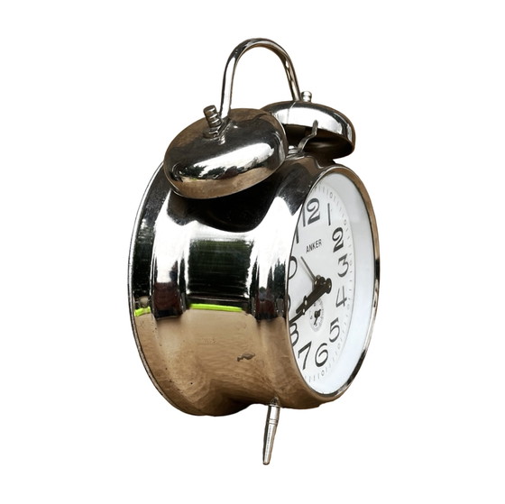 Image 1 of Silver metal mechanical alarm clock Anker, Germany, 1970s.