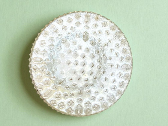 Image 1 of Grand plafonnier ou lampe murale à encastrer en verre hobnail givré