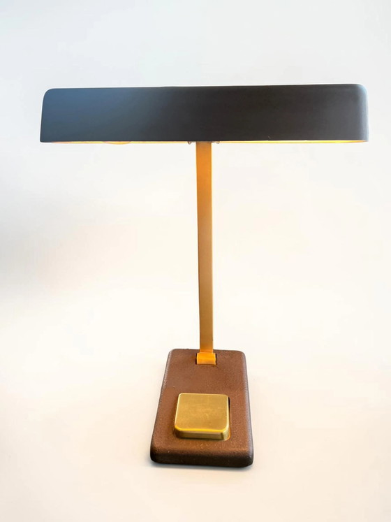 Lampada da scrivania/piano vintage Egon Hillebrand anni '70 – metallo martellato marrone & ottone – Modello (photo 7 of 13)