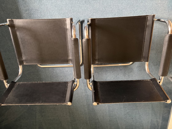 Image 1 of 2 x vintage leather tubular frame chairs