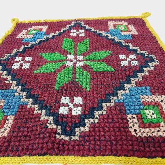 Image 1 of Vintage, hand-woven wool tapestry or small rug