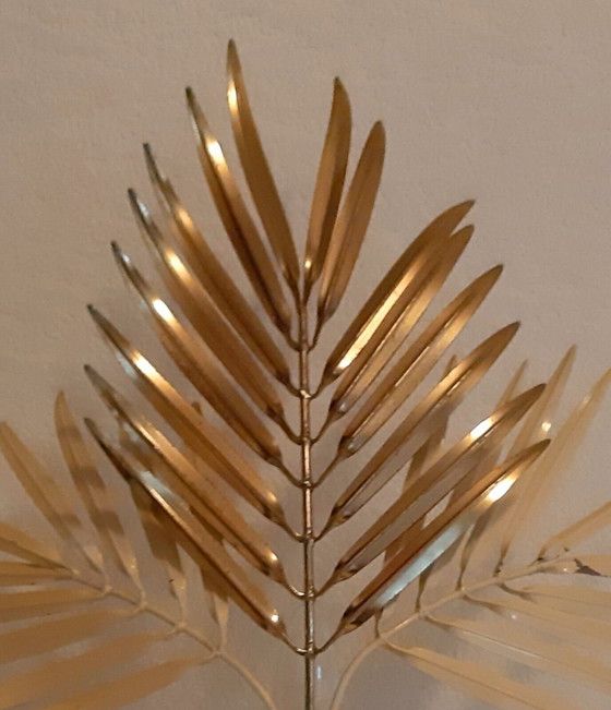 Image 1 of Pair of vintage palm leaf lamps