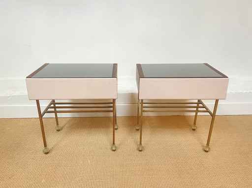 Paire de Chevets en Palissandre et Cuir, Italie, 1960