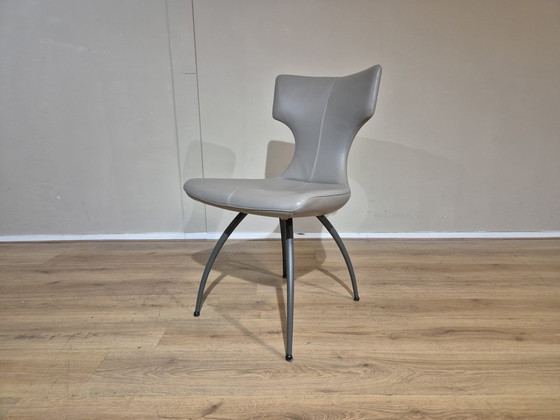 Image 1 of 4x Leolux Callas Chairs Dining - Grey - Leather New Condition