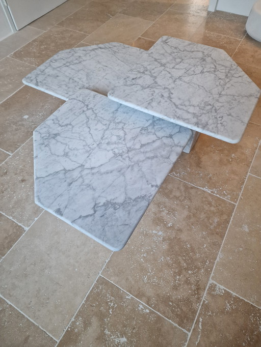 Italian marble coffee table, Carrara marble, nesting tables, vintage Italian design, 1970s coffee table, mid-century Vintage
