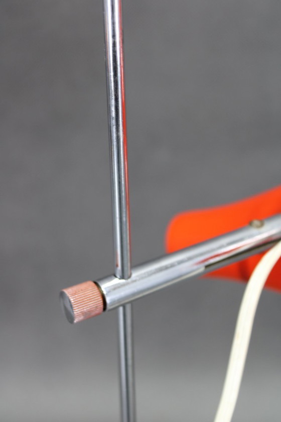 Image 1 of Josef Hurka Red Chrome Table Lamp Mid Century Czechoslovakia 1970s