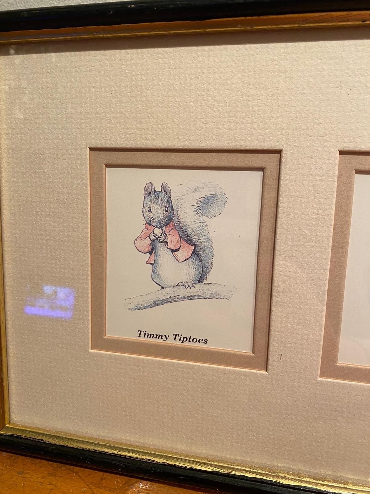 Beautiful original vintage frame 4 drawings Beatrix Potter from