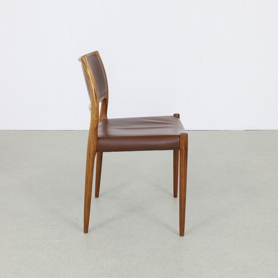 Image 1 of Set of 6 vintage model 80 leather dining chairs by Niels Møller for J.L. Møllers Møbelfabrik, 1960