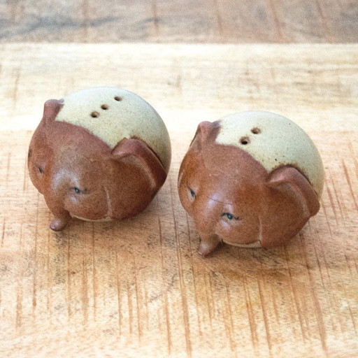 Vintage ceramic elephant salt and pepper set: 1970s, UCTCI Japan