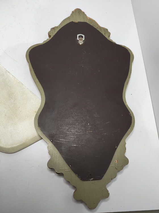 Beautiful Vintage Baroque Neck Set - Crested Mirror & Wall Console – Stone, Wood (photo 3 of 15)