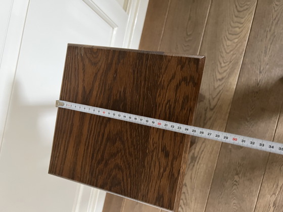 Image 1 of Plant table/pedestal set dark antique oak