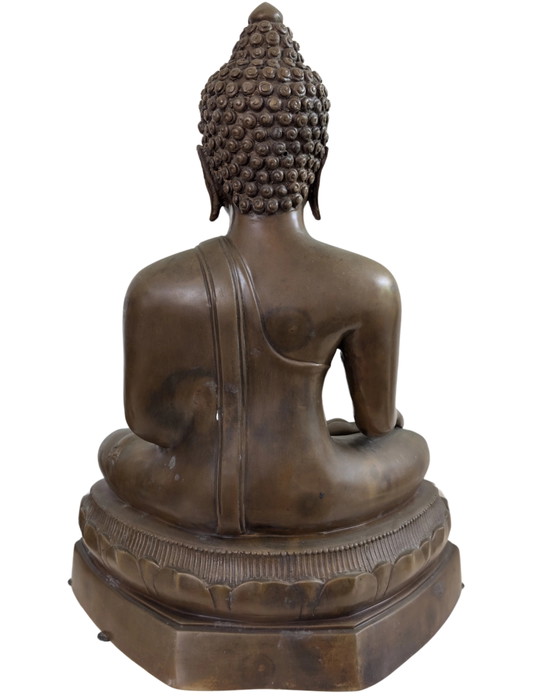 Imponente Statua di Buddha Thai – Stile Ayutthaya – 12 kg Ottone Fuso a Mano – Sculture, Brass (photo 5 of 10)