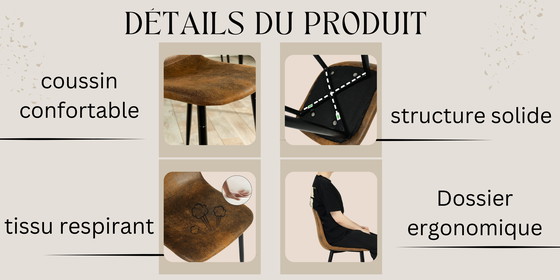 Image 1 of 4x Urban Meuble Chaises de Salle à Manger Scandinaves Vintage Suède Marron Rétro