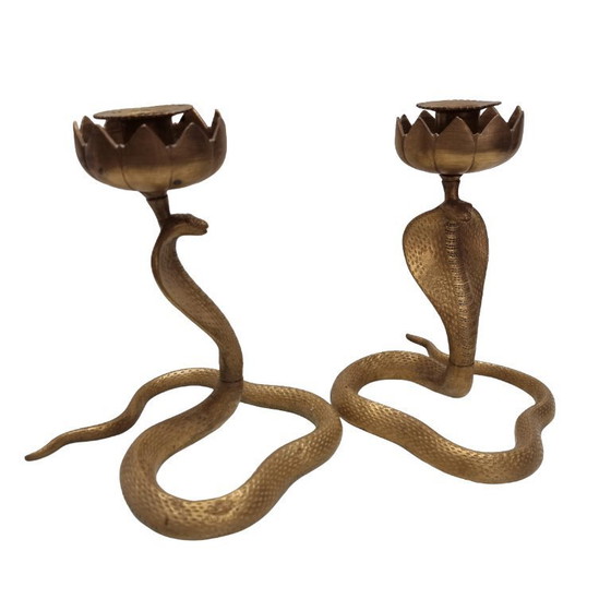 Image 1 of Candelieri cobra in ottone massiccio
