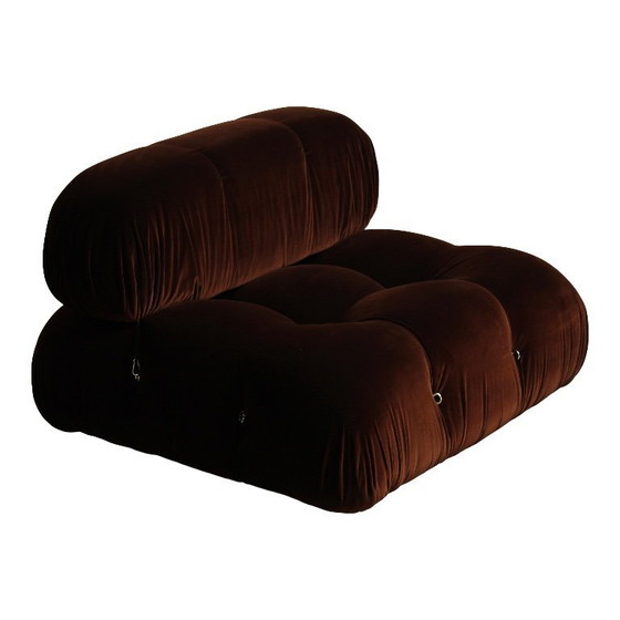Image 1 of 2x Camaleonda sofa modules by Mario Bellini for B&B Italia in chocolate brown velvet, Italy, 1970s