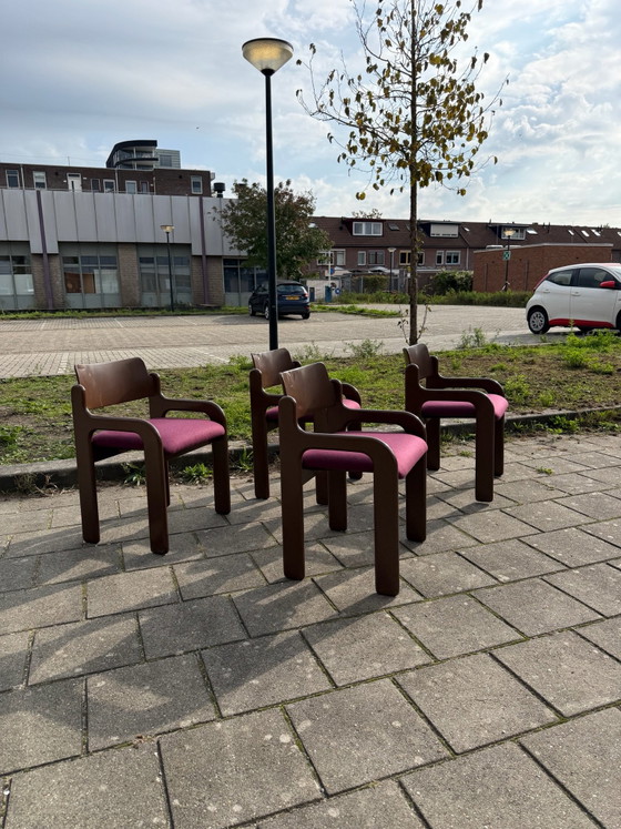 4x restored ‘Flamingo’ chairs, Eero Aarnio ‘70s, Asko, Dining chairs, Wood, Wool, Brown (photo 13 of 13)