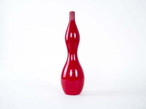 Red ceramic vase, Danish design, 1970s, made in Denmark