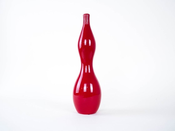 Image 1 of Red ceramic vase, Danish design, 1970s, made in Denmark