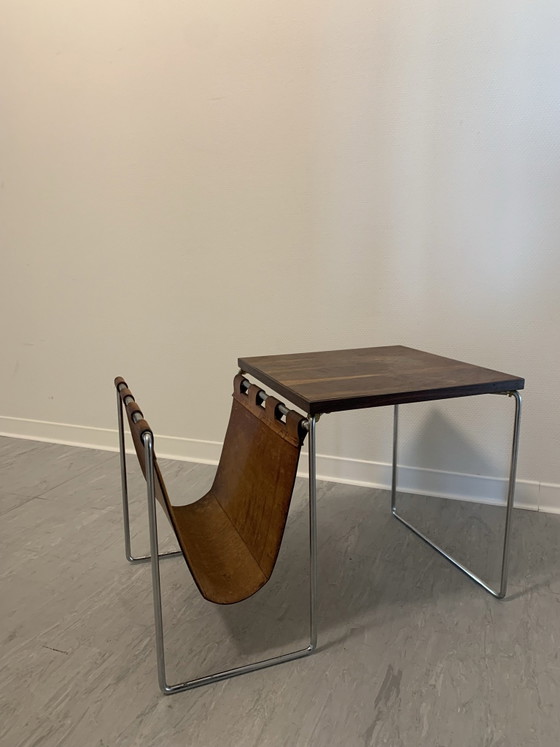 Tavolino Brabantia con portariviste – Tavolini, Pelle, Legno (photo 3 of 7)
