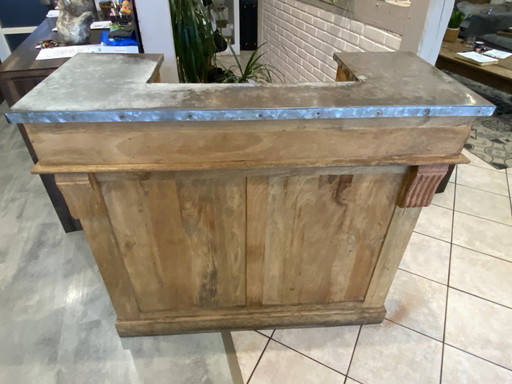 Mobili da bar antichi e autentici, stile vintage, bancone da bistrot, rovere e zinco, anni '50