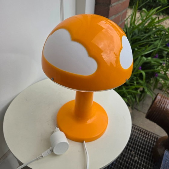 Image 1 of Vintage IKEA Skojig table lamp in orange. Mushroom, Cloud lamp. 1990s