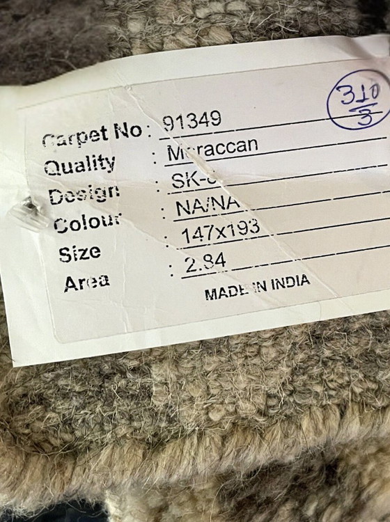 Image 1 of Alfombra india de lana gruesa con inspiración bereber – 147 x 193 cm – ambiente cálido y elegante