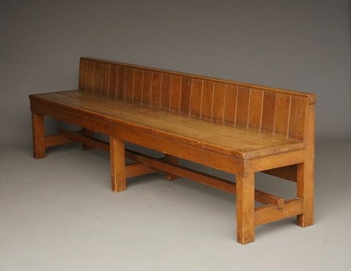Banc traditionnel hollandais en chêne, style école de Delft, années 1920