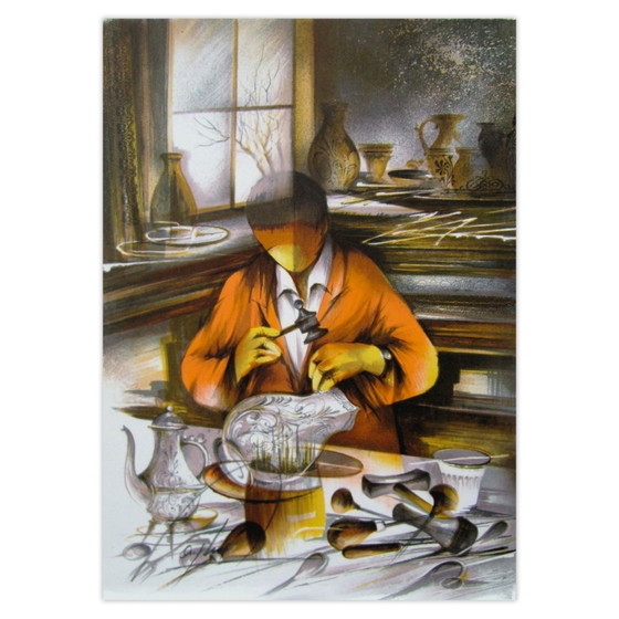 Image 1 of Raymond POULET Trades - De Blikslager Gesigneerde lithografie 1984