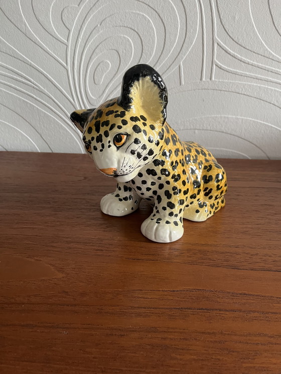 Image 1 of Set of 2 Italian Vintage Hand-Painted Ceramic Tigers