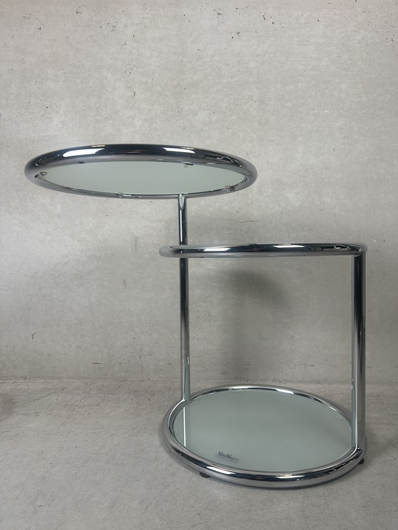 Image 1 of Table d'appoint italienne postmoderne en chrome et verre - MobilMetal