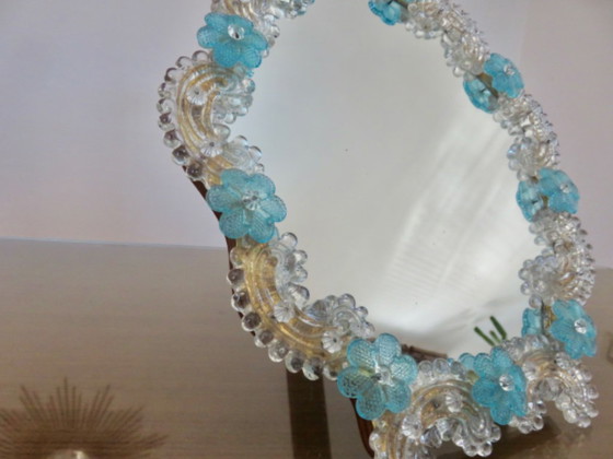 Specchio Veneziano in Vetro di Murano, Da Appoggiare o Appendere, 1950 – Murano Glass (photo 5 of 15)