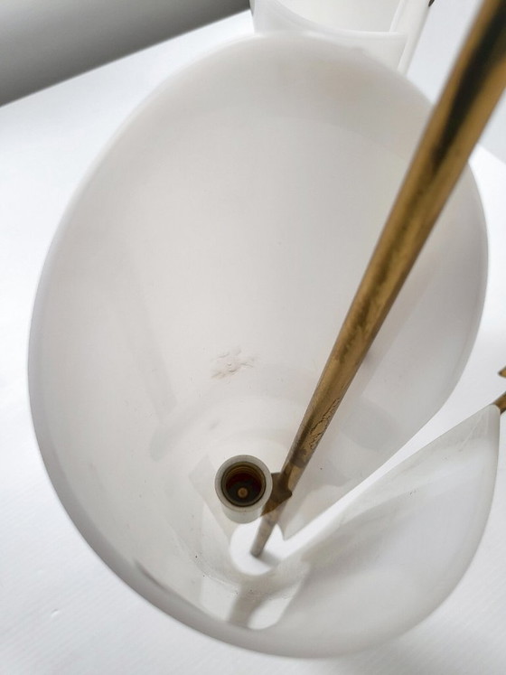 Image 1 of VINTAGE PENDANT CHANDELIER 1950 STILNOVO PERSPEX PLEXIGLAS BRASS 50S 1950S ITALY