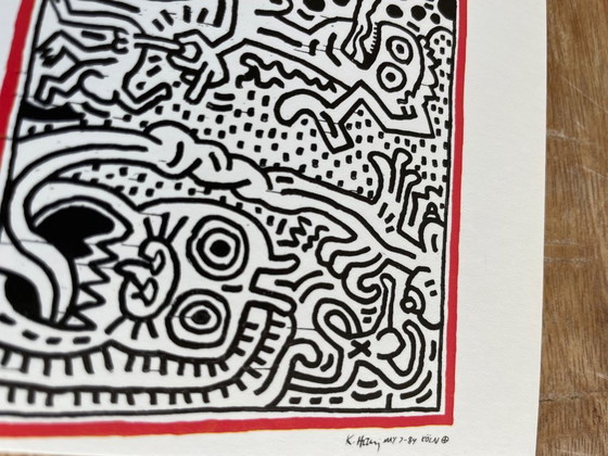 Image 1 of Keith Haring (1958-1990), Courtnesy George Mulder, Nueva York, conjunto de 4 postales litografías offset, impresas en 