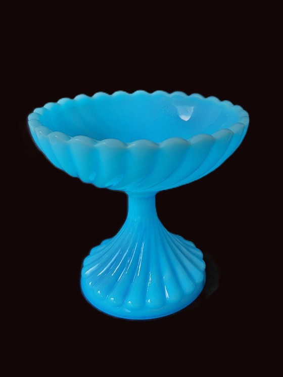 Image 1 of Pukeberg - Blue opaline bowl on base