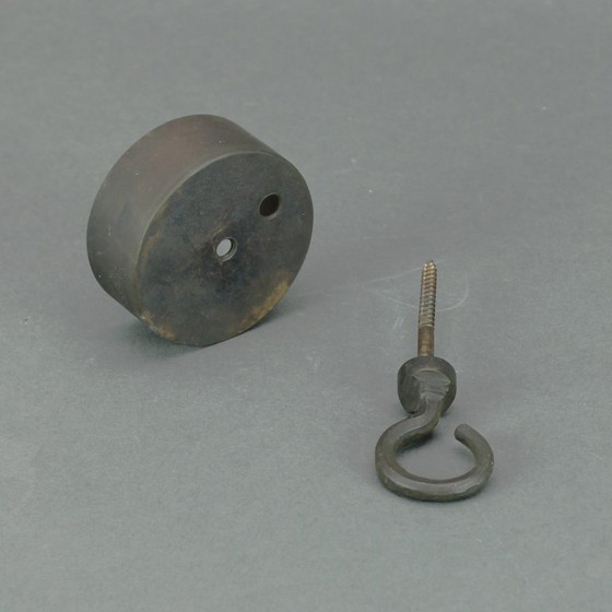 Image 1 of Manfred Bergmeister (1927-2019) - Brutalist handmade wrought bronze pendant lamp / six light candelabra