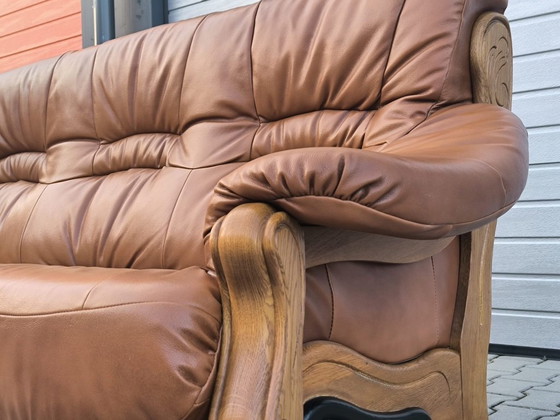 Divano in Pelle di Alta Qualità – 200 × 95 cm – Divani 3 posti, Legno (photo 12 of 13)
