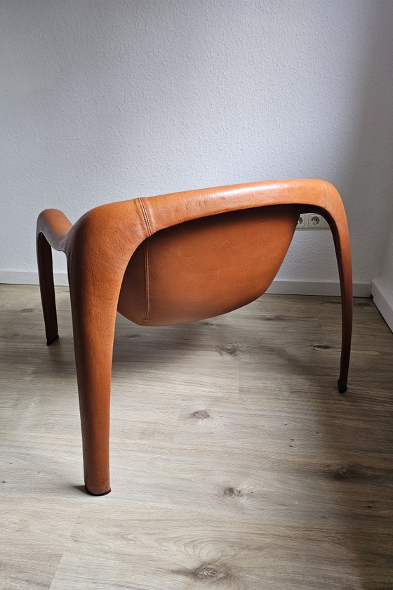 Uiterst zeldzaam: Sergio Mazza Space Age Fiberglass Lounge Chair – Volledig lederen uitvoering (jaren 60/70) (photo 4 of 15)