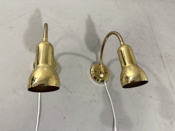 Image 1 of Lampade da parete flessibili in ottone, lampade da comodino, anni '60