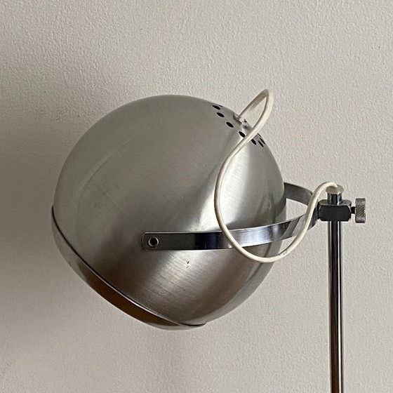 Image 1 of Eyeball lamp. 1970. Brushed stainless steel.
